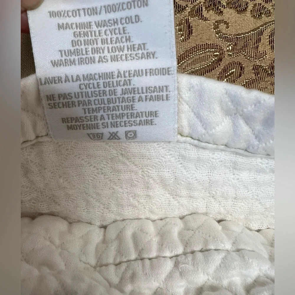 Restoration Hardware 2pc Set Quilted Ivory King & Standard Sham Pillowcase